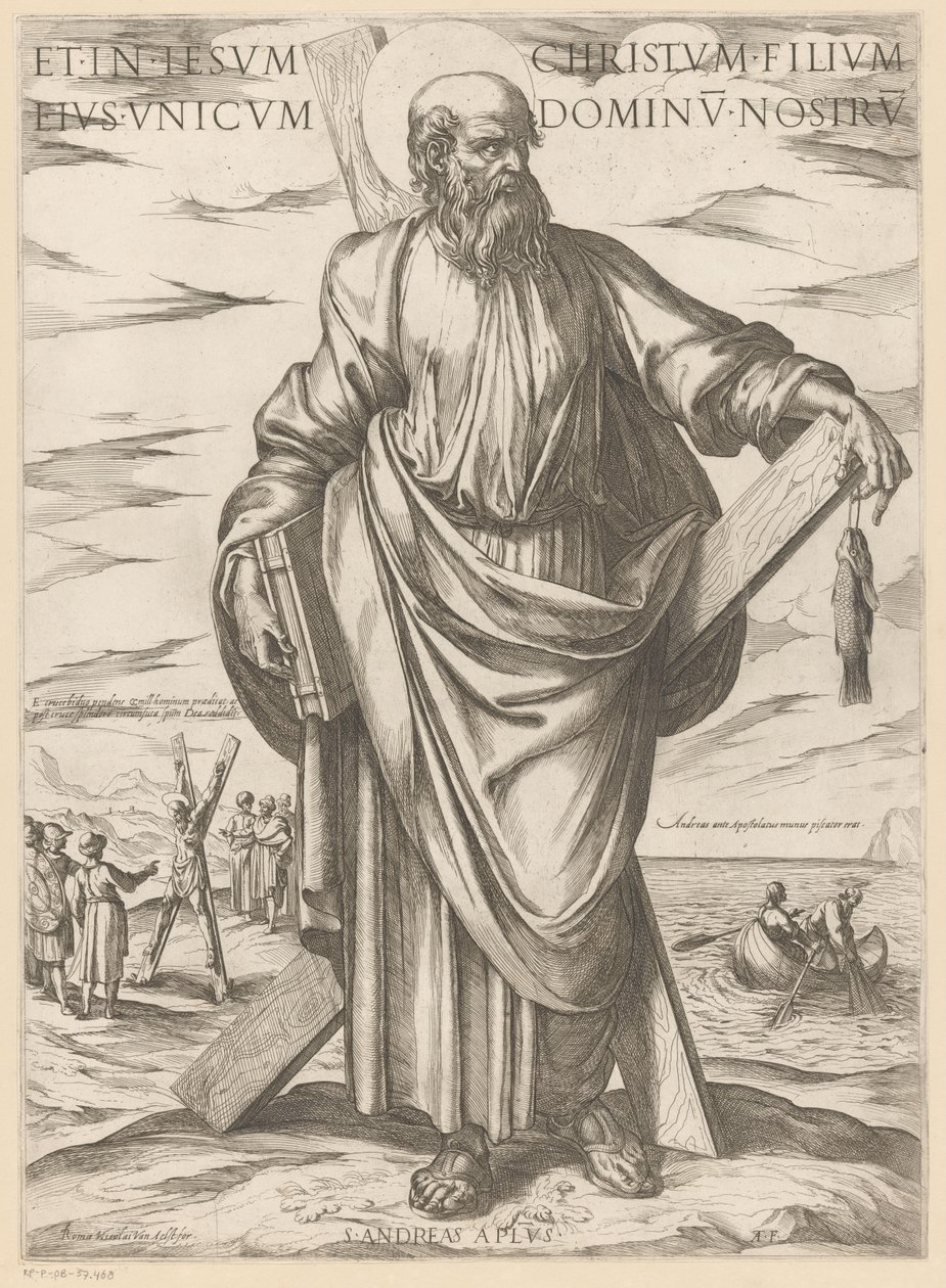 de San Andrés Y en Jesucristo, su único hijo, nuestro Señor (título sobre el objeto) Cristo, María en de apóstol (título de la serie) de Antonio Tempesta
