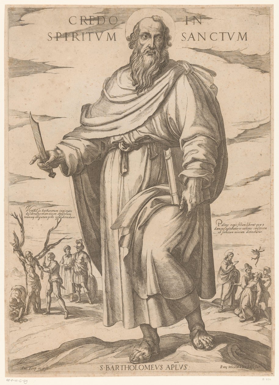 de San Bartolomé Creo en el Espíritu Santo (título sobre el objeto) Cristo, María en de apóstol (título de la serie) de Antonio Tempesta