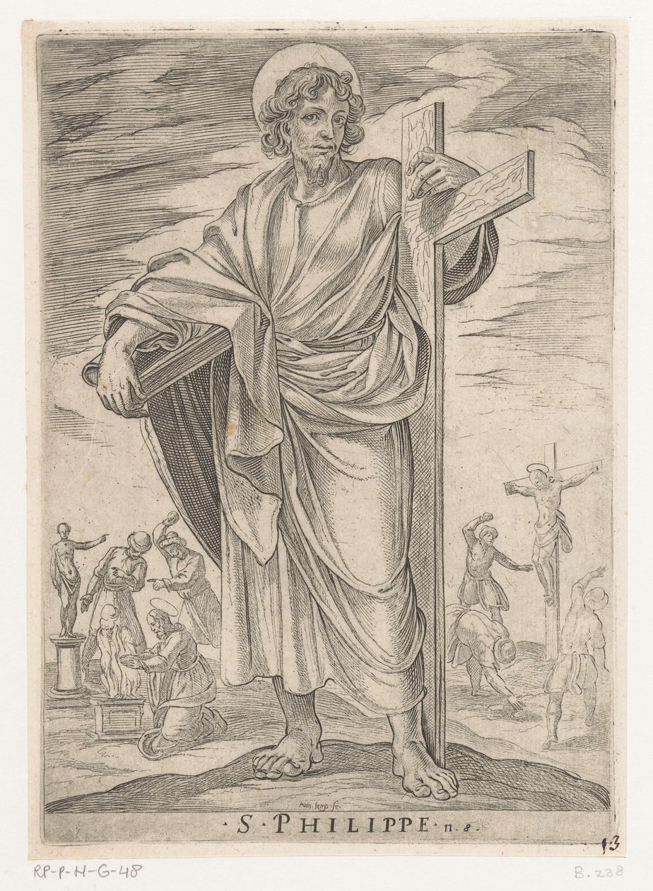San Felipe S. Philippe (título sobre objeto) Cristo, María y los Apóstoles (título de la serie) de Antonio Tempesta