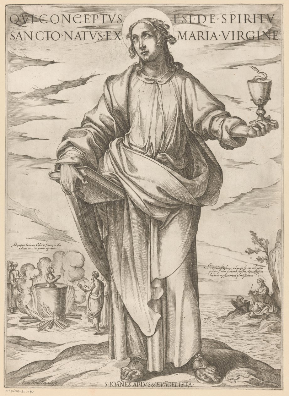 de San Juan Quien fue concebido del Espíritu Santo, nacido de la virgen María (título sobre el objeto) Cristo, María en de apóstol (título de la serie) de Antonio Tempesta