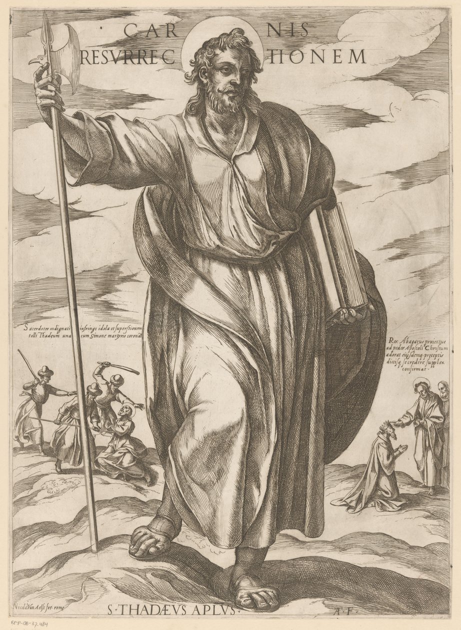 De heilige Judas Tadeo Resurrección de la carne (título sobre objeto) Cristo, María en de apóstol (título de la serie) de Antonio Tempesta