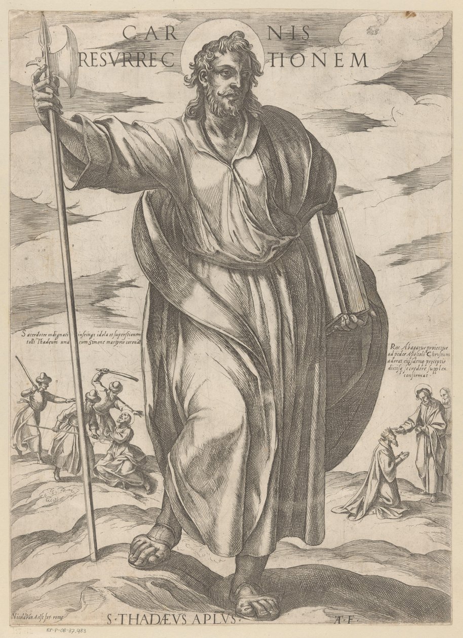 De heilige Judas Tadeo Resurrección de la carne (título sobre objeto) Cristo, María en de apóstol (título de la serie) de Antonio Tempesta