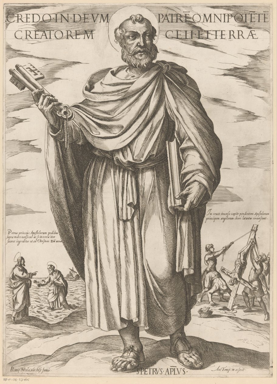 de san pedro Creo en dios padre todopoderoso creador del cielo y de la tierra (título sobre objeto) Cristo, María en de apóstol (título de la serie) de Antonio Tempesta