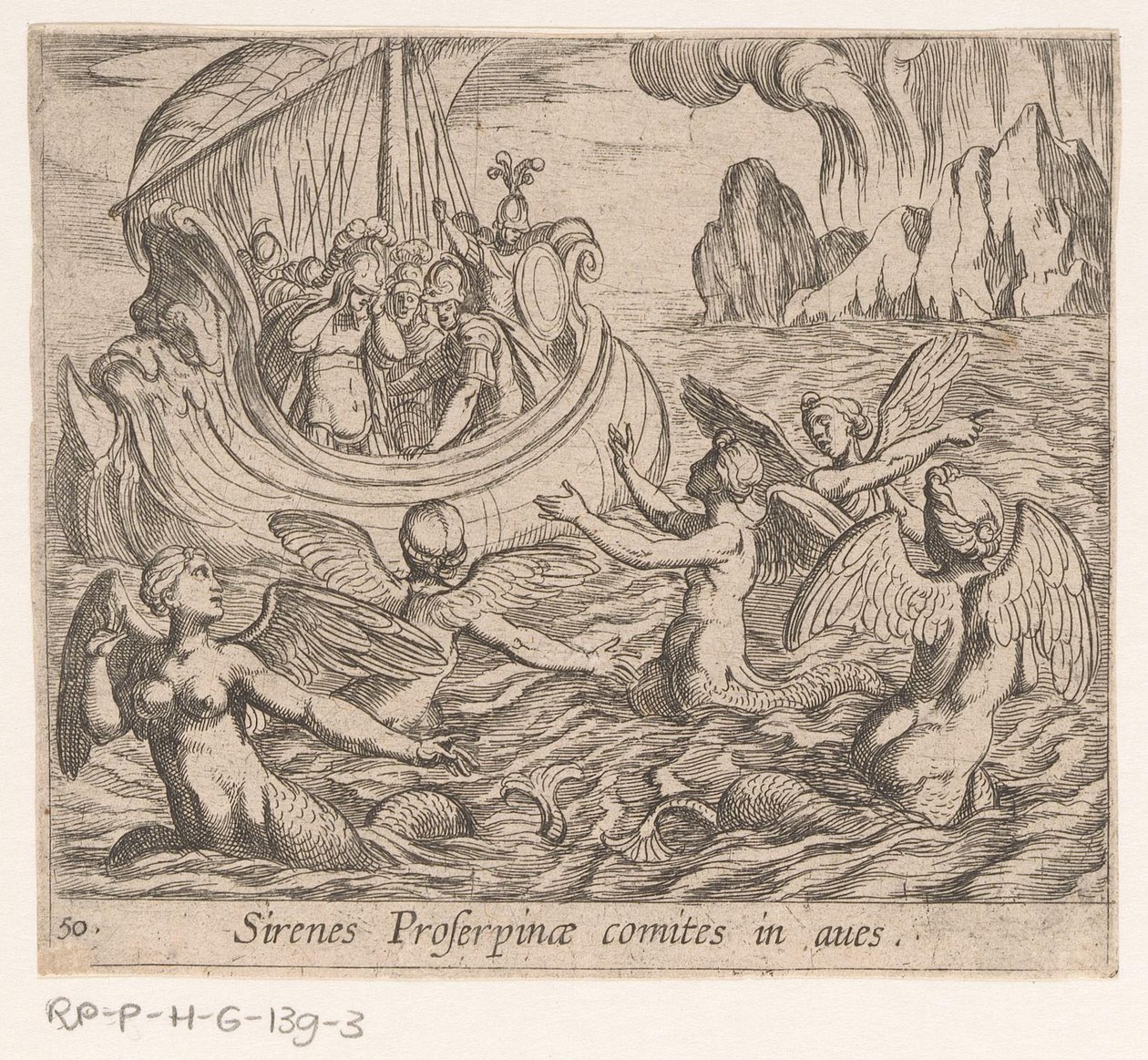 de la sirena Las sirenas de Proserpina cuentan los pájaros (título sobre el objeto) Metamorphoseon o transformaciones (título de la serie) Metamorfosen van Ovidius (título de la serie) de Antonio Tempesta