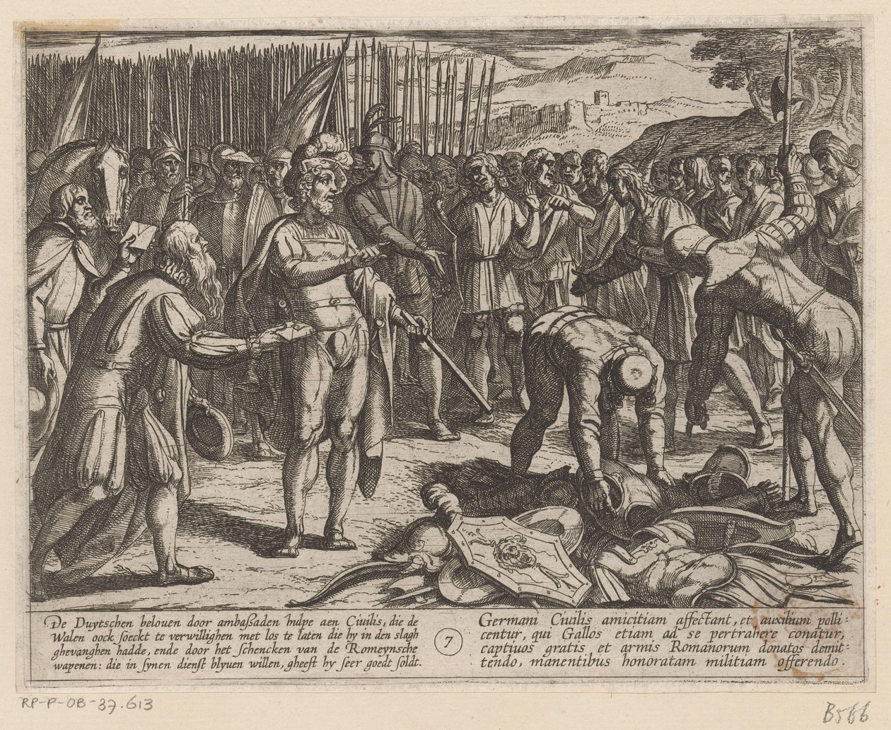 Enviados alemanes visitan Julius Civilis Las guerras de Batavia contra los romanos (título de la serie) Batavorum cum Romanis Bellum (título de la serie) de Antonio Tempesta