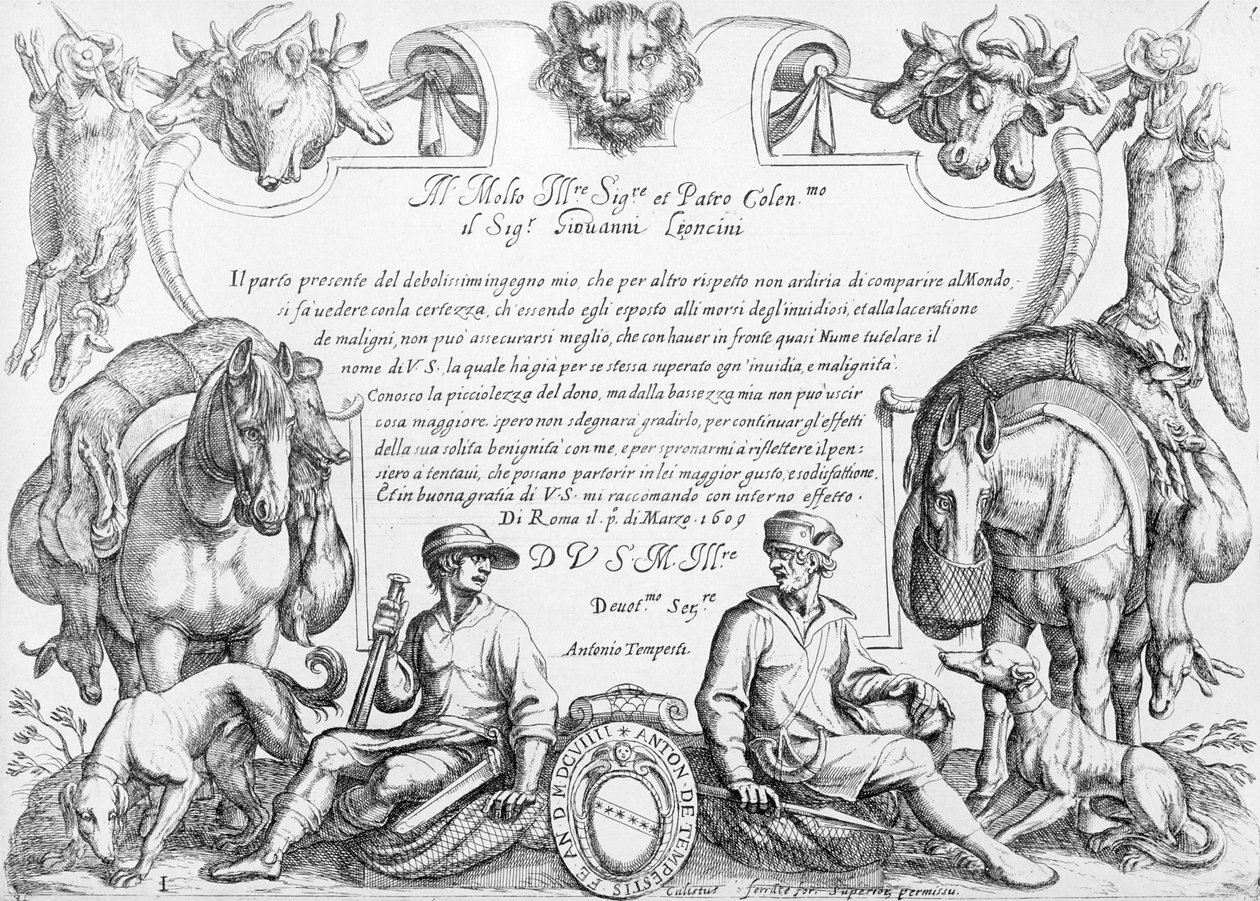 Frontispicio de una serie de escenas de caza, 1609 de Antonio Tempesta