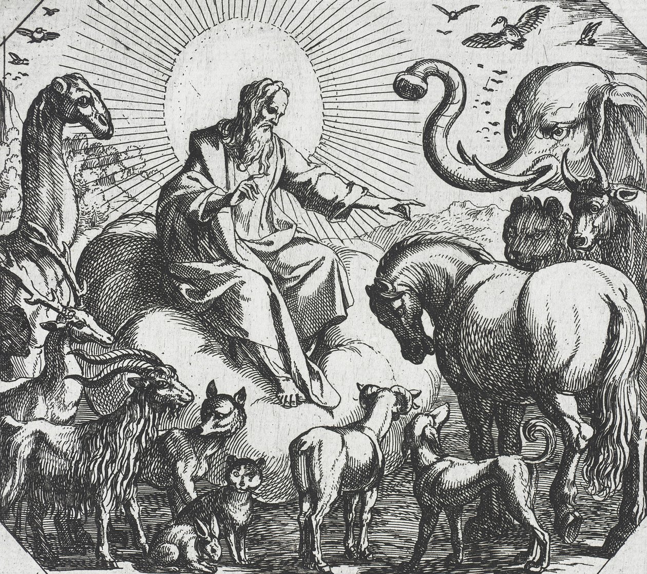 Dios creando los animales terrestres de Antonio Tempesta