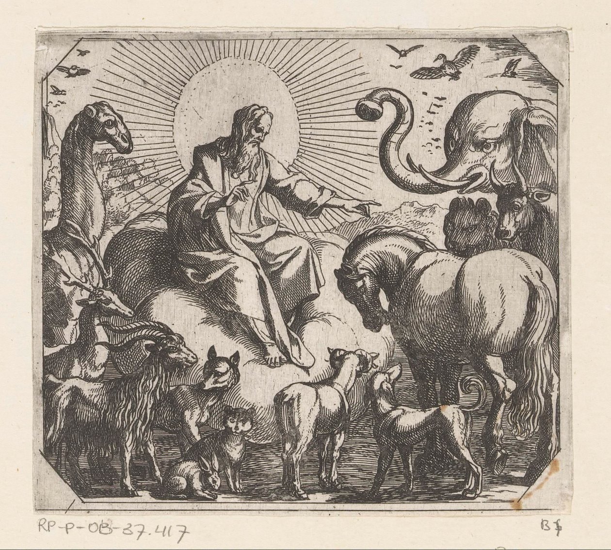 Dios crea los animales en la tierra. Creación (título de la serie) de Antonio Tempesta