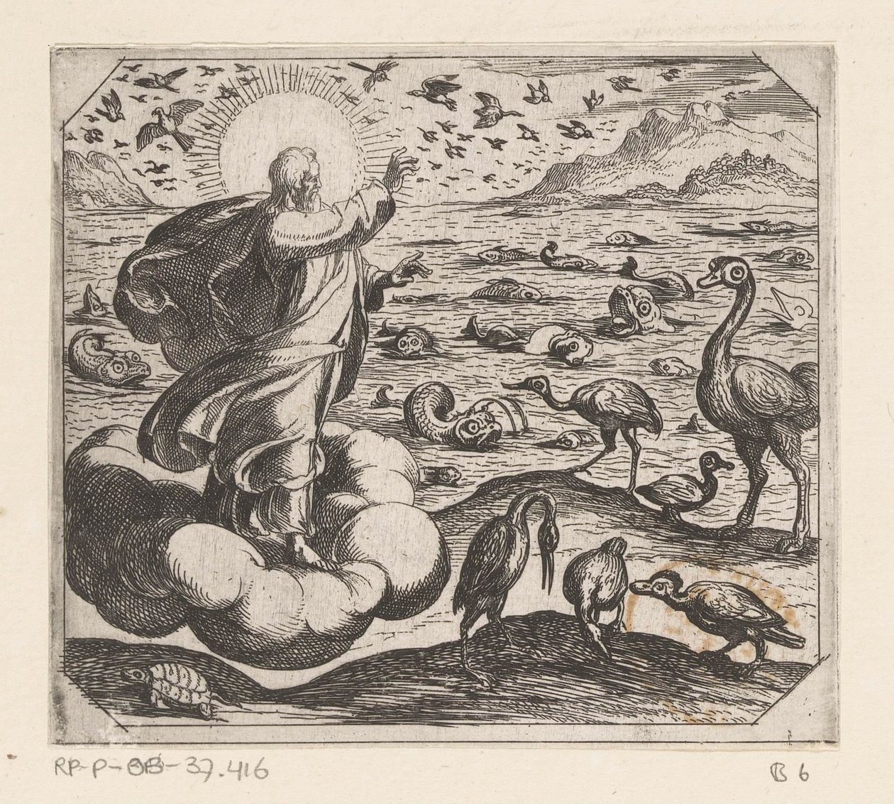 Dios crea las aves y los peces Creación (título de la serie) de Antonio Tempesta