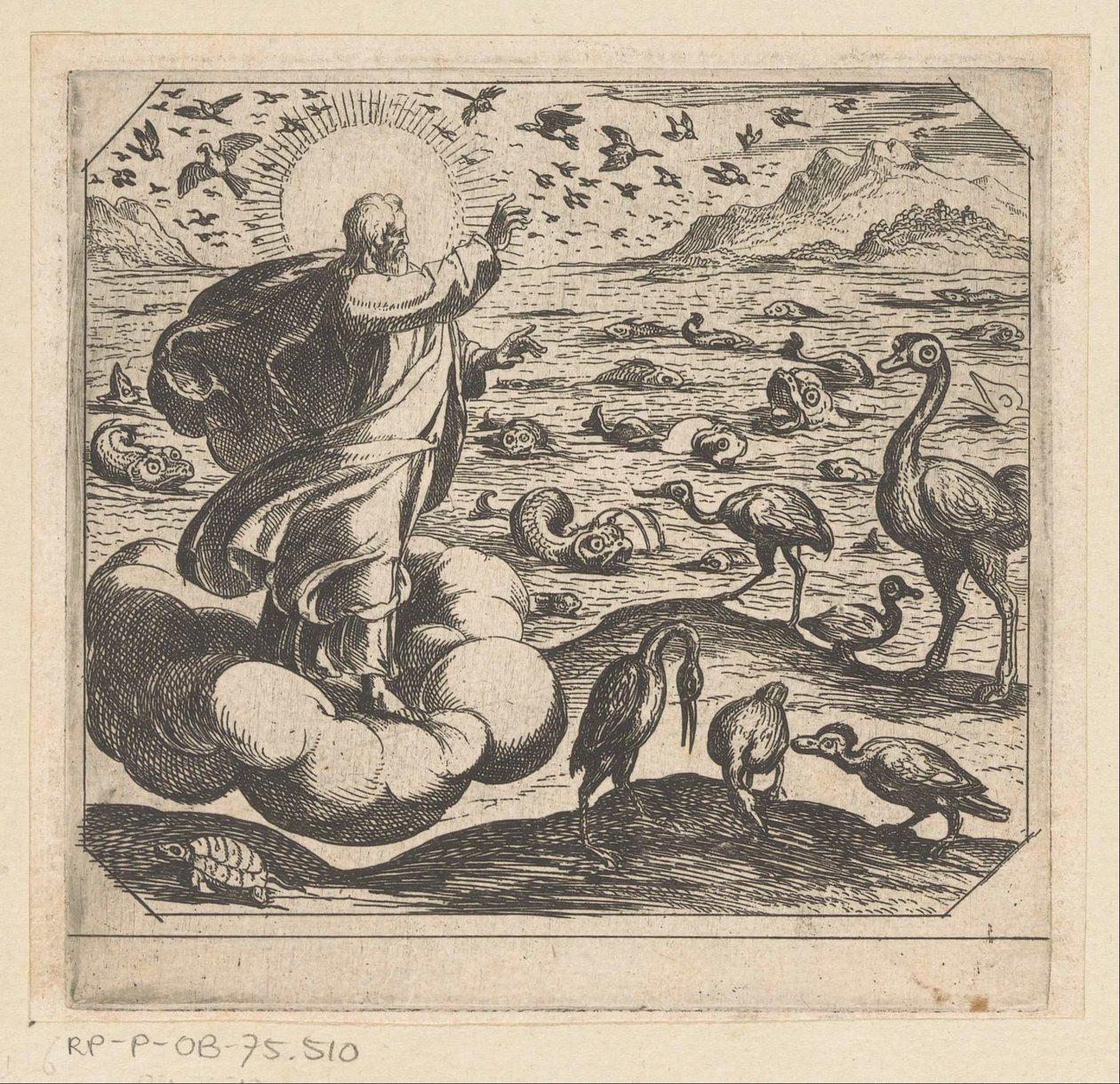 Dios crea las aves y los peces La criatura de Antonio Tempesta