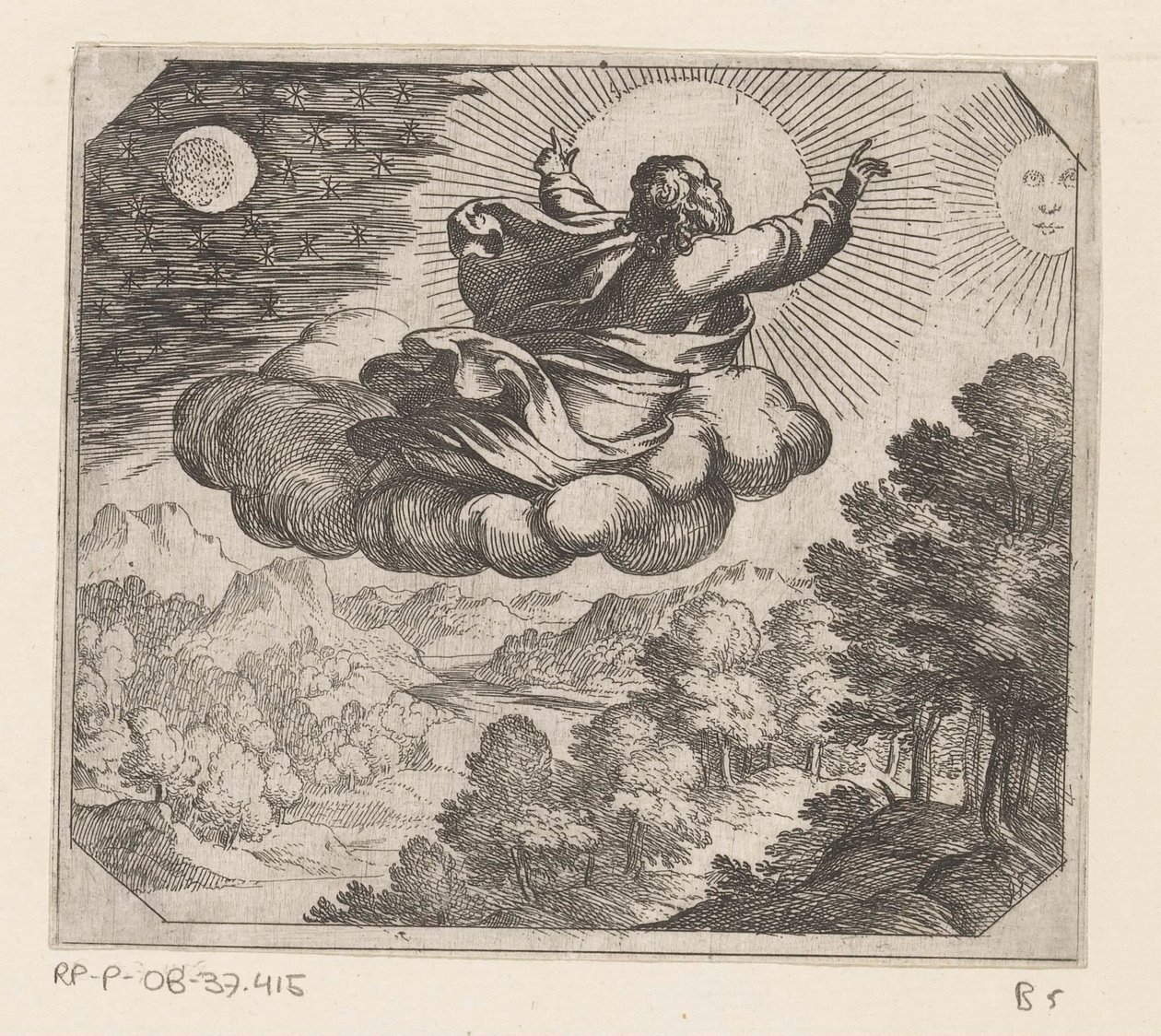 Dios crea el sol, la luna y las estrellas Creación (título de la serie) de Antonio Tempesta