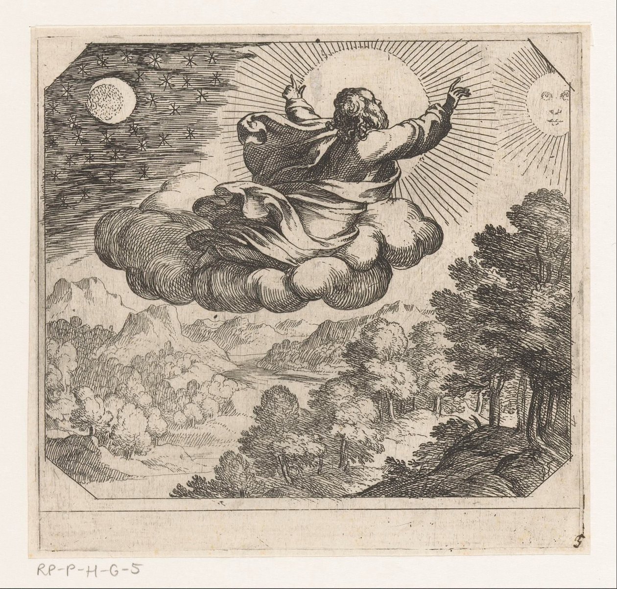 Dios crea el sol, la luna y las estrellas Creación (título de la serie) de Antonio Tempesta