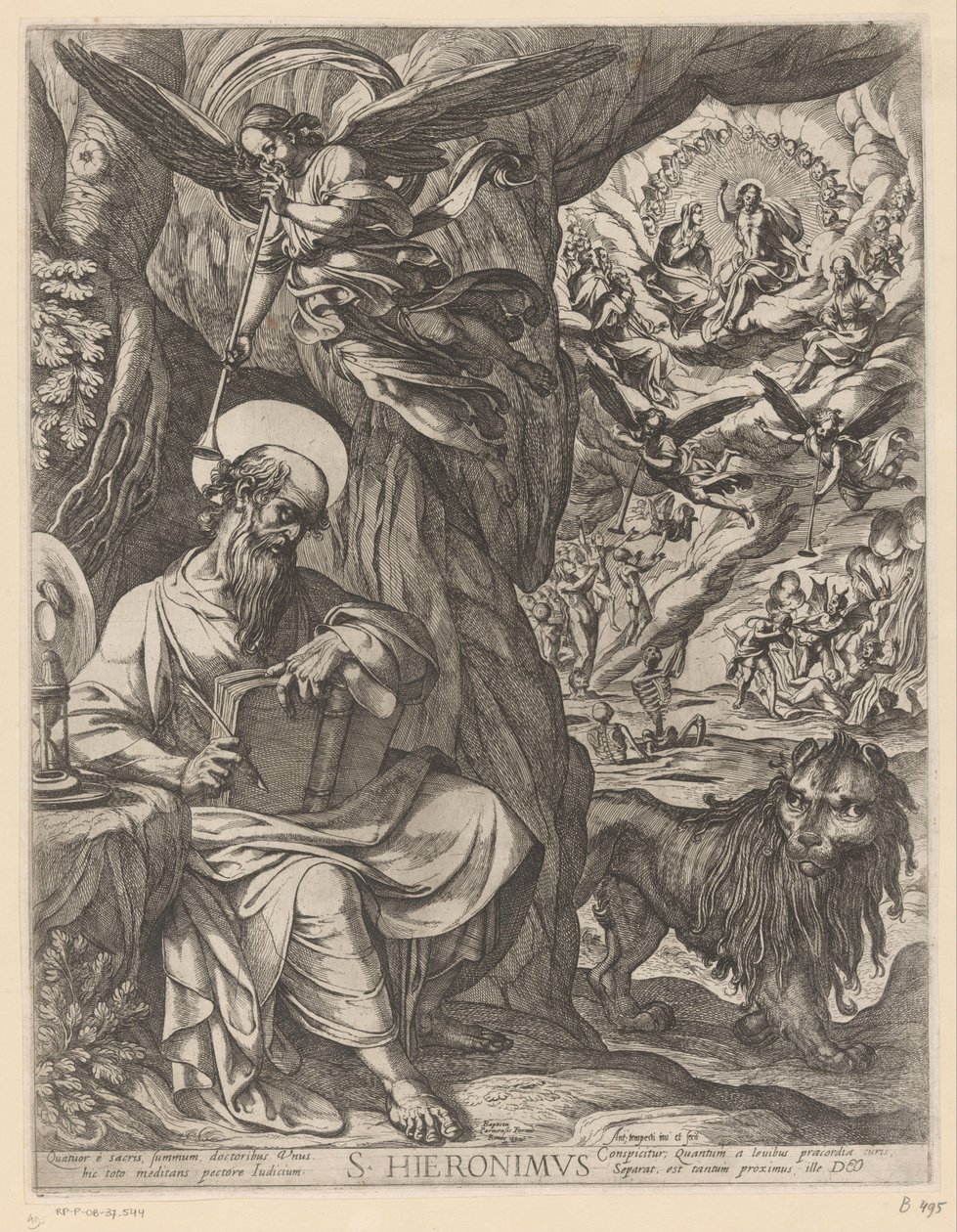 San Jerónimo en el desierto contemplando el Juicio Final S. Hieronimus (título sobre el objeto) de Antonio Tempesta