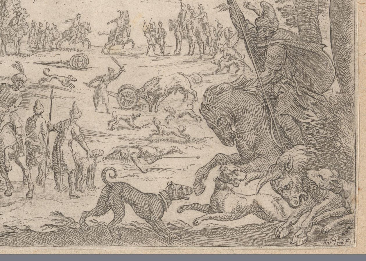 Caza de toros salvajes Escenas de caza (parte 2) (título de la serie) Primo libro di caccie varie (título de la serie) de Antonio Tempesta