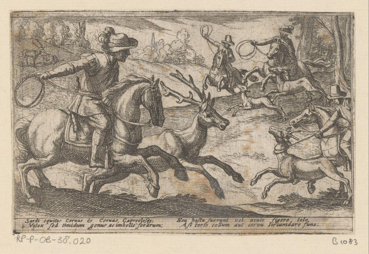 Jagers vangen herten conoció a touwen Diverse jacht- en strijdscènes (título de la serie) La caza de bestias salvajes, pájaros y peces. Batallas de bestias bestiales: y bestias mutuas (título de la serie) de Antonio Tempesta