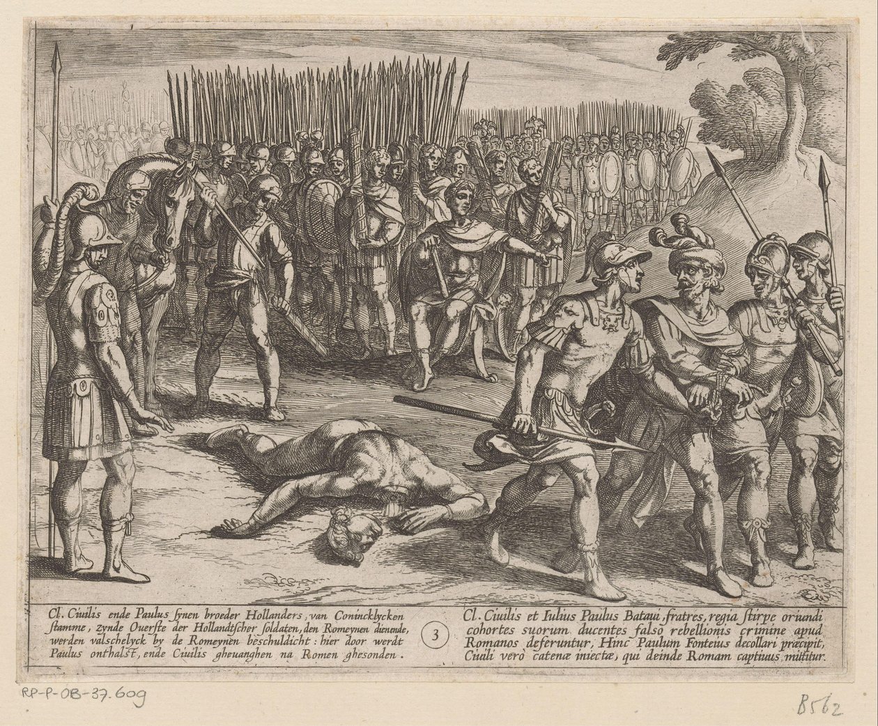Julius Civilis es arrestado y su hermano Paulus decapitado Las guerras de Batavia contra los romanos (título de la serie) Batavorum cum Romanis Bellum (título de la serie) de Antonio Tempesta