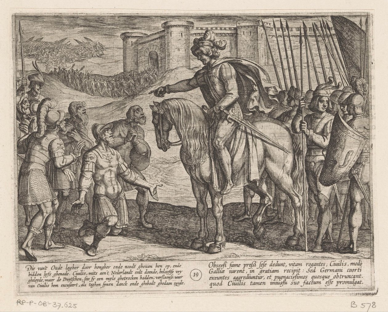 Los hombres de la fortaleza se rinden a Julius Civilis Las guerras de Batavia contra los romanos (título de la serie) Batavorum cum Romanis Bellum (título de la serie) de Antonio Tempesta