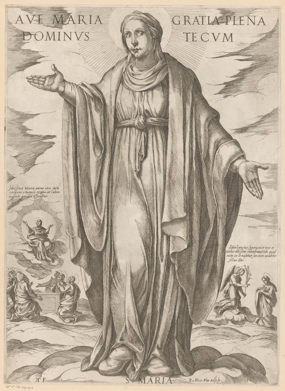 María Ave María, llena eres de gracia, Señor contigo (título sobre el objeto) Cristo, María en de apóstol (título de la serie) de Antonio Tempesta