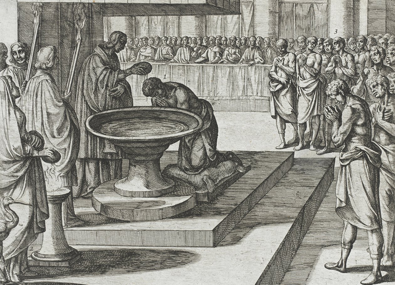 Mudarra y sus jinetes se convierten al cristianismo y reciben el bautismo de Antonio Tempesta