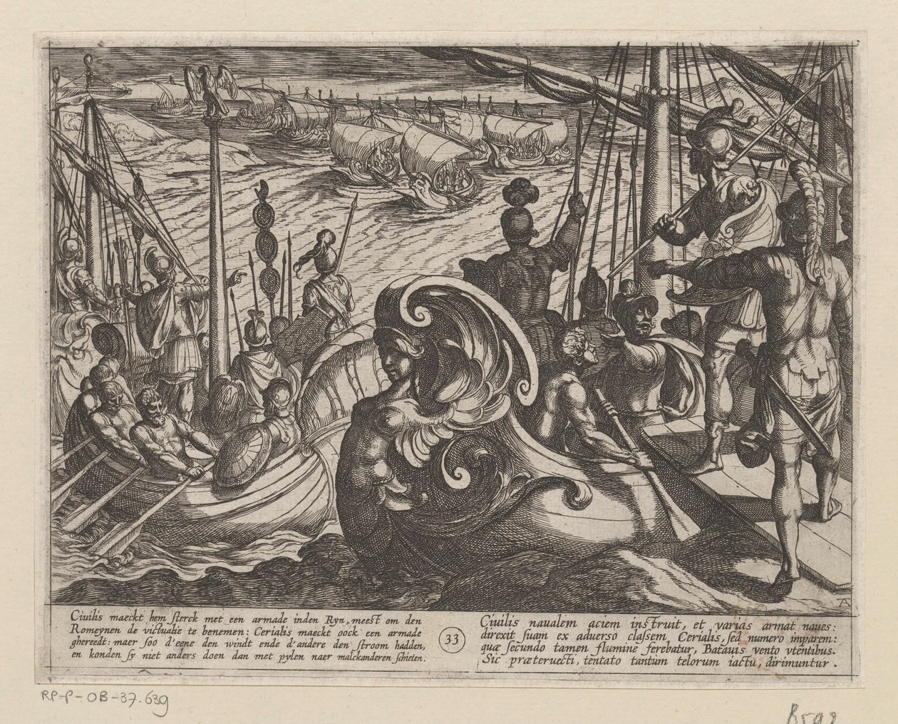 Barcos holandeses y romanos en el Rin Las guerras de Batavia contra los romanos (título de la serie) Batavorum cum Romanis Bellum (título de la serie) de Antonio Tempesta
