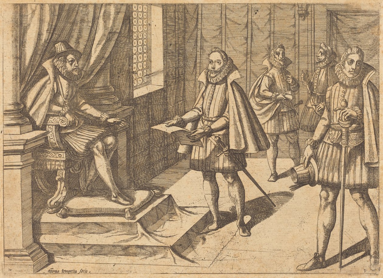 Felipe II de España en su trono de Antonio Tempesta