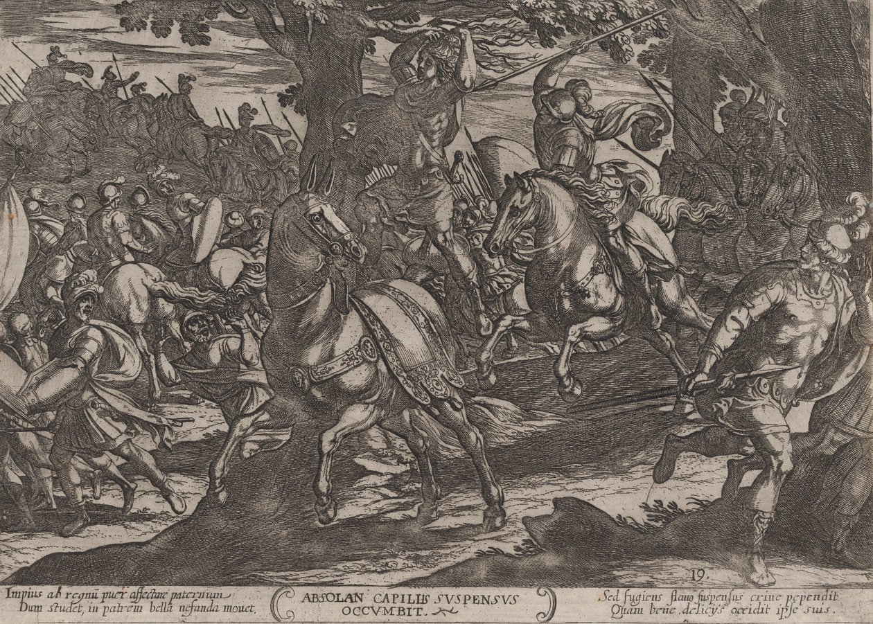 Placa 19: Jacob Matando a Absalón, de Las Batallas del Antiguo Testamento de Antonio Tempesta