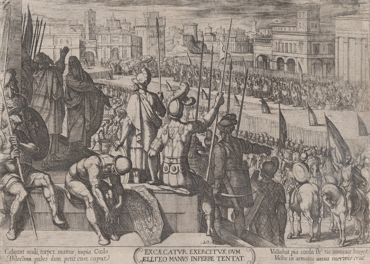 Placa 20: Eliseo llevando al ejército sirio ciego al rey de Israel de Antonio Tempesta
