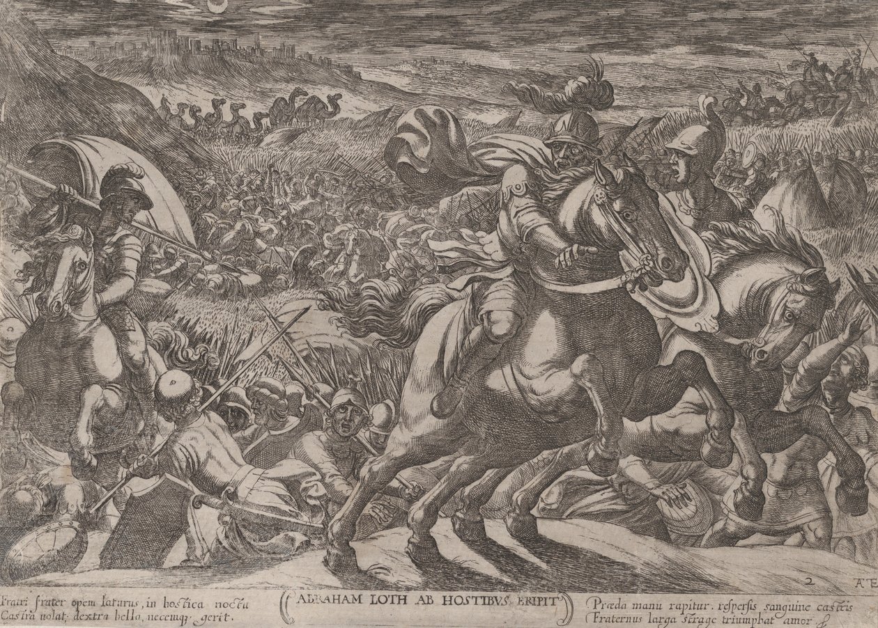 Placa 2: Abraham liberando a su sobrino Lot, de 