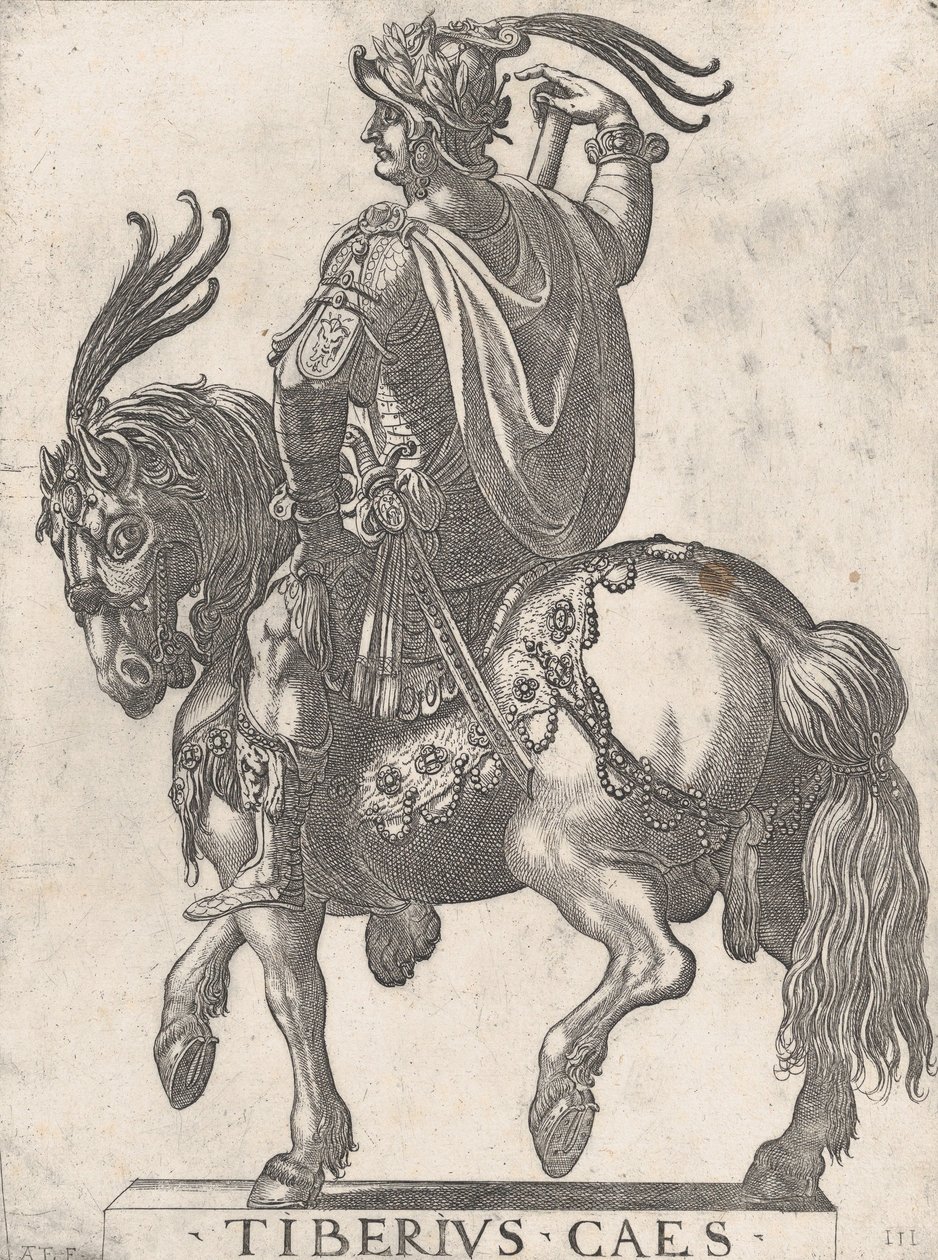Placa 3: Emperador Tiberio a caballo, de 