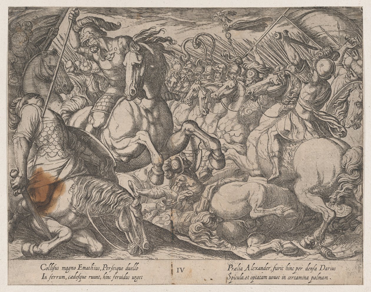Placa 4: Alejandro luchando contra los persas, de Los hechos de Alejandro Magno de Antonio Tempesta
