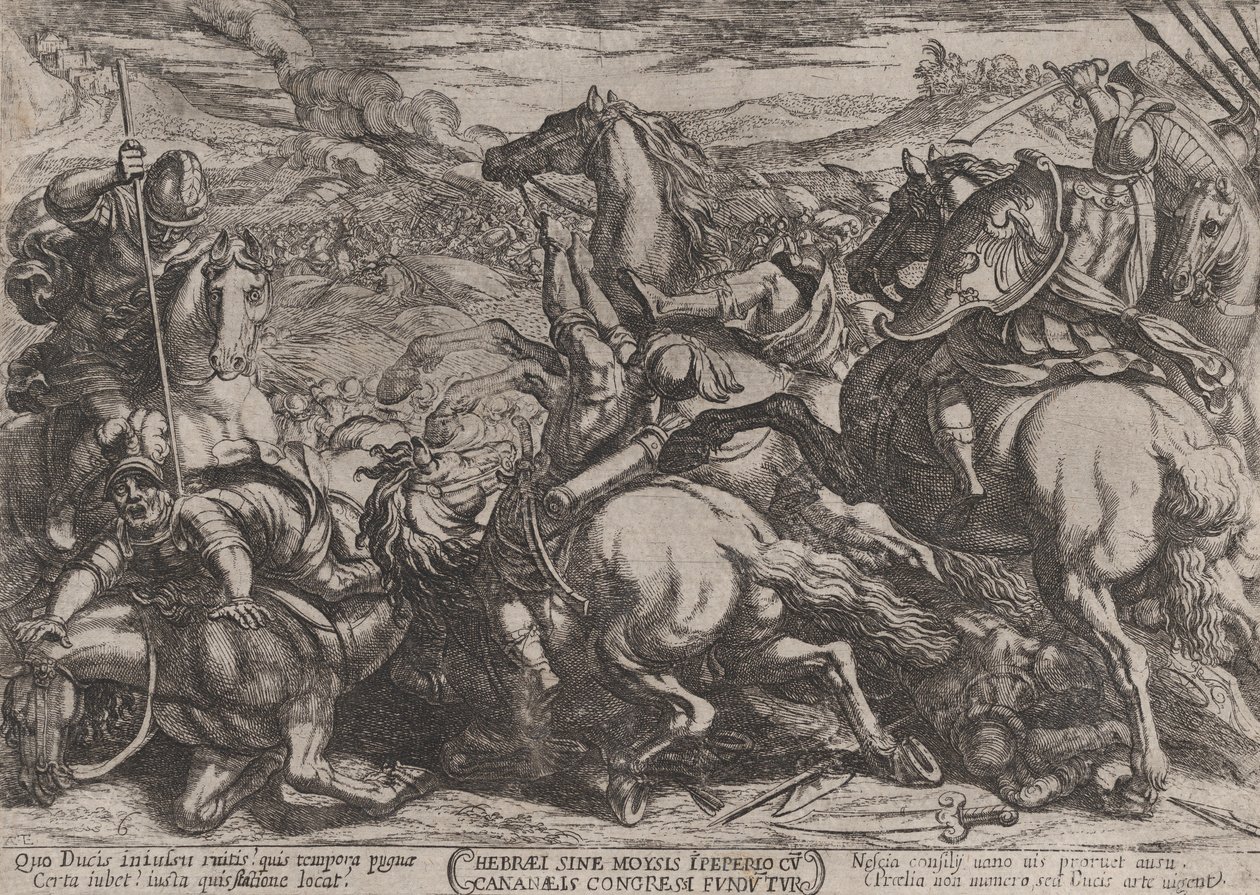 Placa 6: Los israelitas derrotados por los cananeos por haber desobedecido a Moisés, ca. 1590-ca. 1610 de Antonio Tempesta