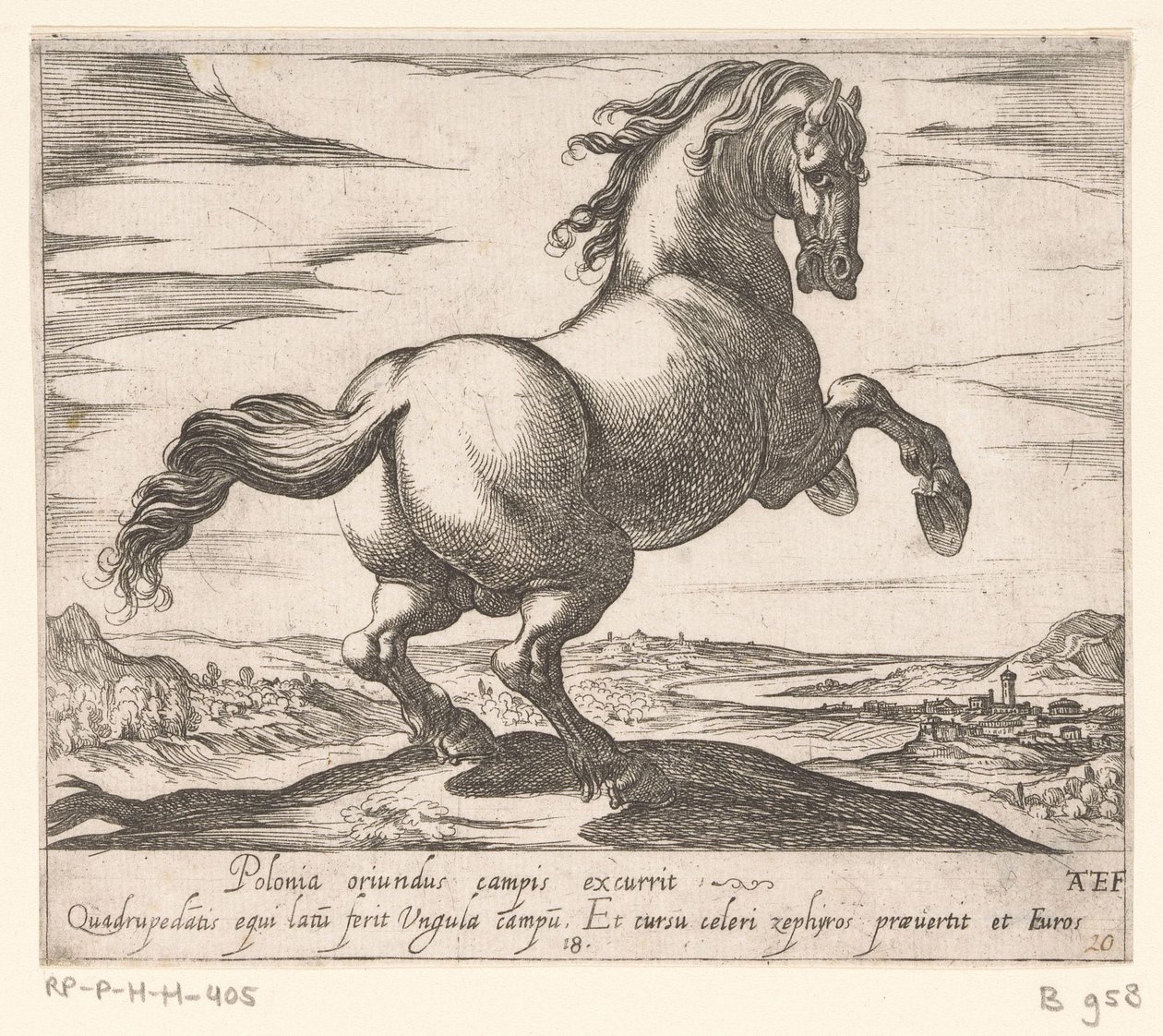 Steigerend paard naar rechts gewend Paarden uit verschiedelden landen (título de la serie) Con estos líderes serás celebrado como un líder con boca de viroru. de Antonio Tempesta