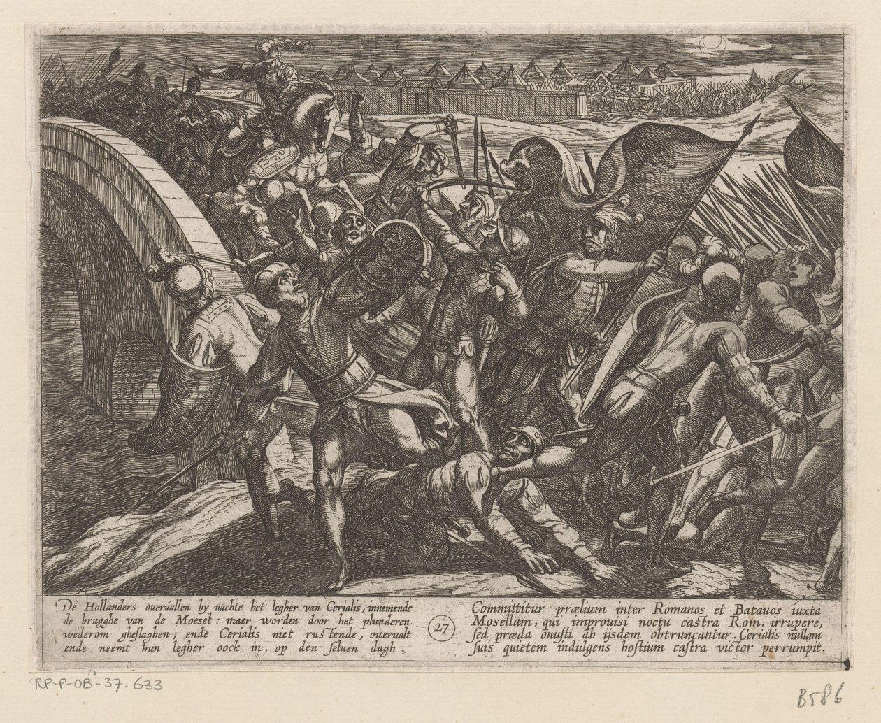 Ataque sorpresa al campamento romano en el Mosela Las guerras de Batavia contra los romanos (título de la serie) Batavorum cum Romanis Bellum (título de la serie) de Antonio Tempesta