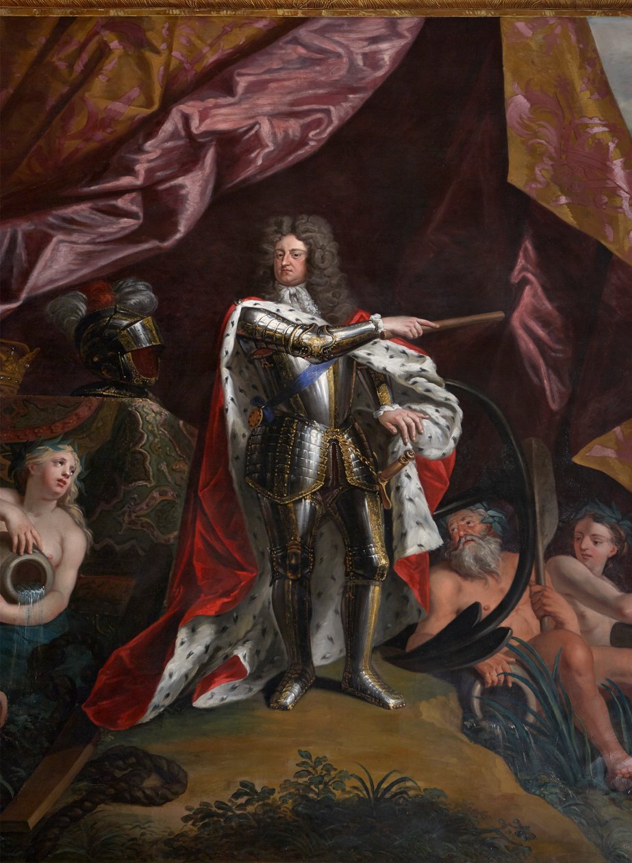 Jorge, Príncipe de Dinamarca, como Alto Almirante de Inglaterra, detalle del Salón de la Reina de Antonio Verrio