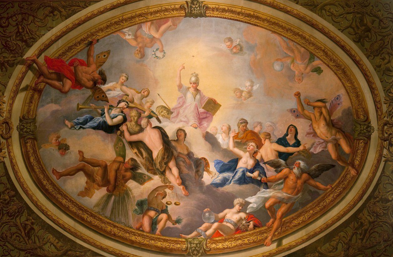 Minerva rodeada de las Artes y las Ciencias, detalle de La Casa del Banquete de Antonio Verrio