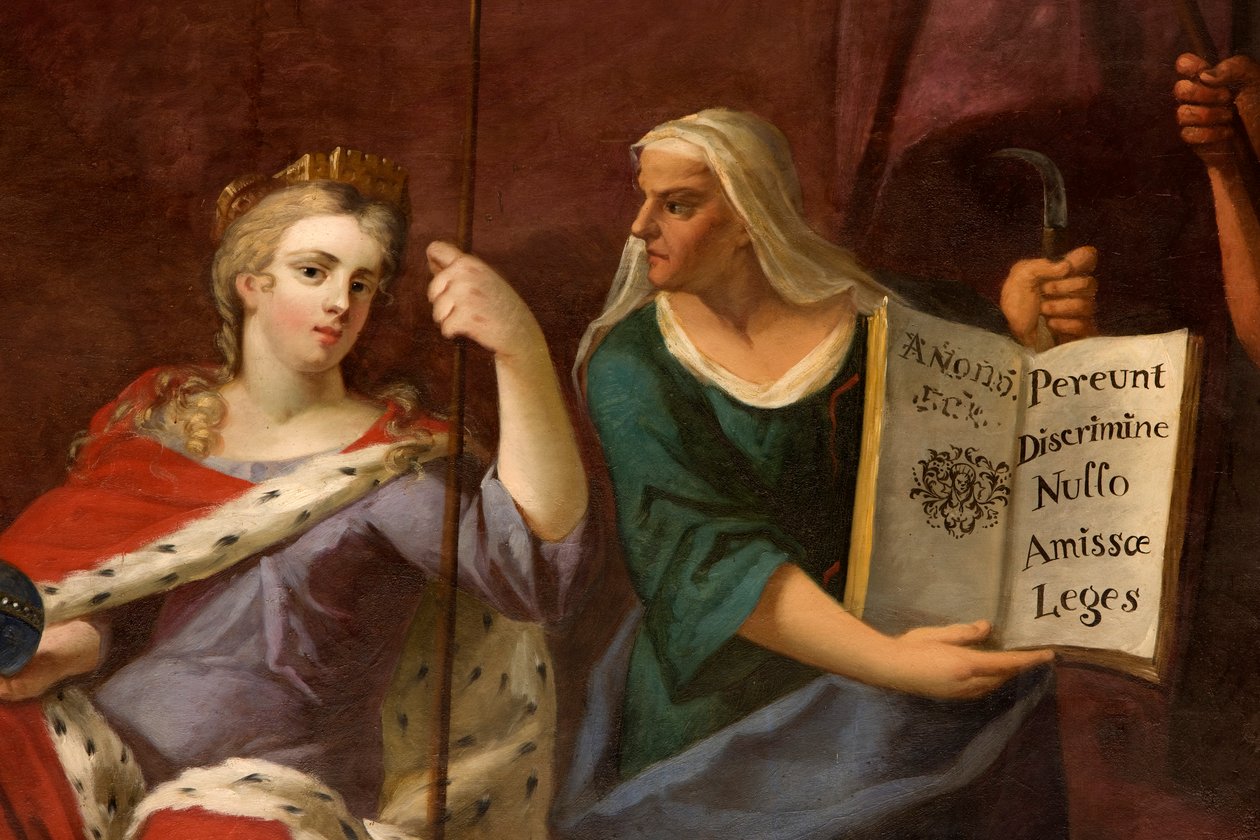 La reina Ana como Britannia, con una profetisa, detalle del Salón de la Reina de Antonio Verrio