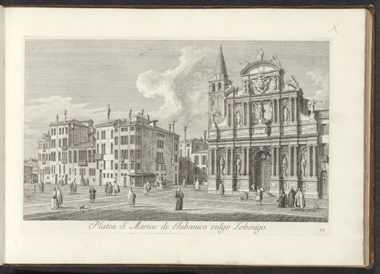 Gezicht op Campo Santa Maria Zobenigo te Venetië Área de St. Rocchi con el Templo y Schola (título sobre objeto) Gezichten op gebouwen en pleinen in Venetië (título de la serie) Las vistas más famosas de la ciudad de Venecia de Antonio Visentini