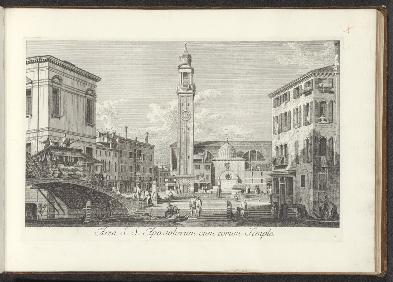 Gezicht op Campo dei Santi Apostoli te Venetië Área de los Santos Apóstoles con su Templo (título sobre objeto) Gezichten op gebouwen en pleinen in Venetië (título de la serie) Las vistas más famosas de la ciudad de Venecia, extraídas de 38 paneles de lató de Antonio Visentini