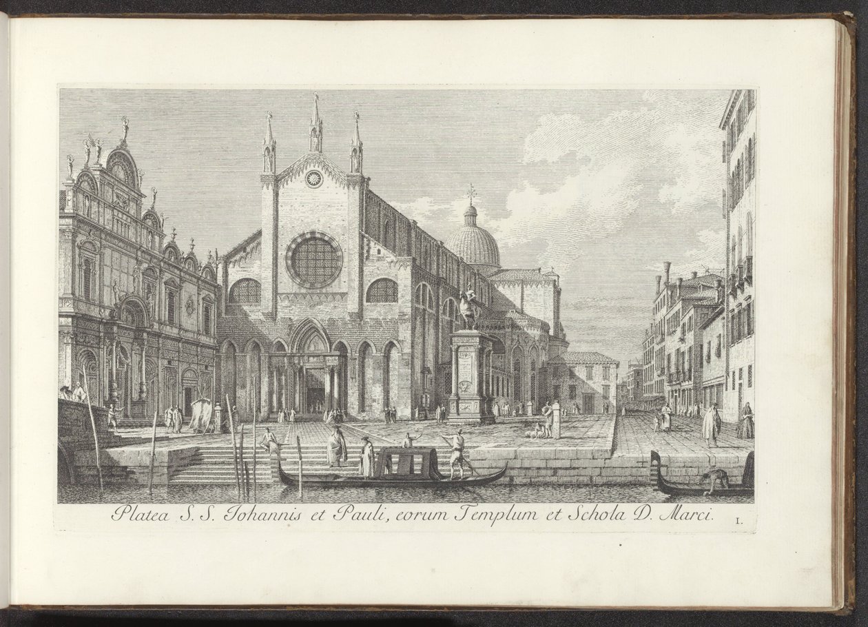 Vista de la Iglesia de Santi Giovanni e Paolo en Venecia Platea S. S. Johannis et Pauli, eorum Templum et Schola D. Marci (título sobre el objeto) Vistas de edificios y plazas en Venecia (título de la serie) Urbis Venetiarum prospectus celebriores, ex Anto de Antonio Visentini