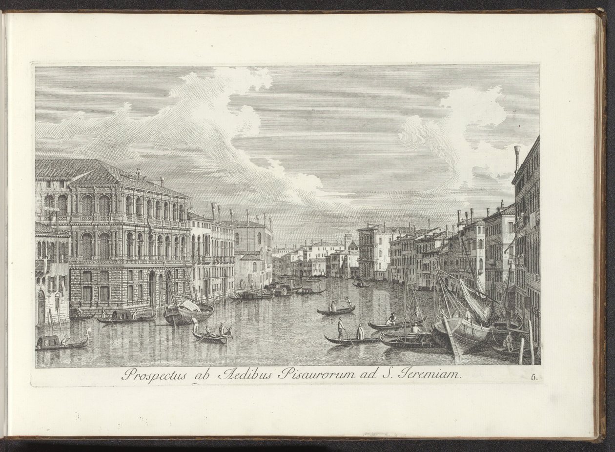 Gezicht op het Canal Grande te Venetië Una vista desde el Templo de San Jeremías (título sobre el objeto) Las vistas más famosas de la ciudad de Venecia, distribuidas en tres partes por 38 paneles de latón del Canal de Antonio reproducidos por Antonio Vsse de Antonio Visentini