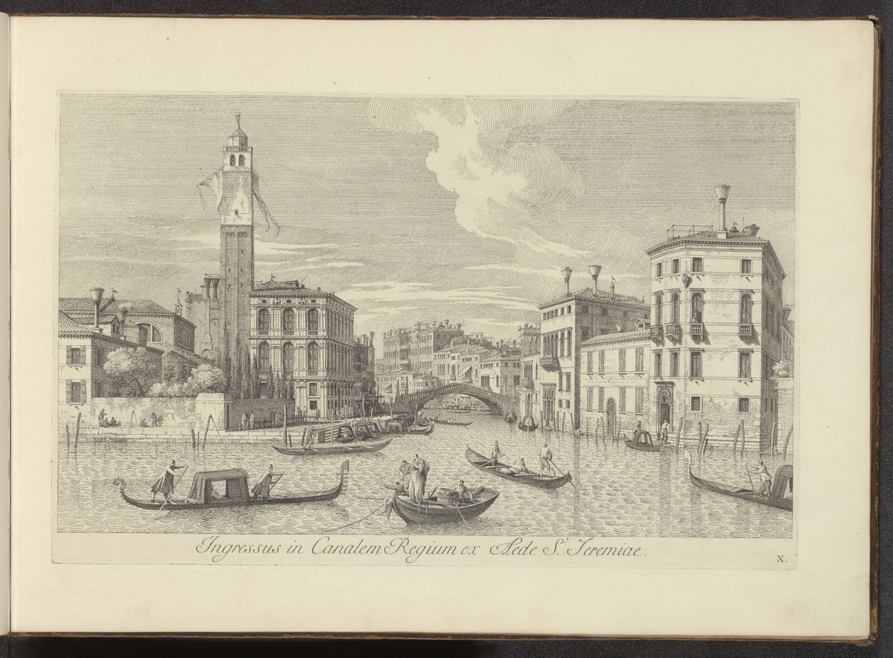 Gezicht op het Cannaregio en Palazzo Labia te Venetië Entrada al Canal Real desde el templo de S. Jeremías (título sobre objeto) Las vistas más famosas de la ciudad de Venecia de Antonio Visentini