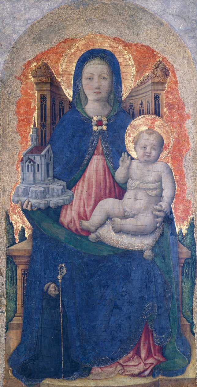 Virgen con el Niño, detalle del Retablo de Praglia, de Antonio Vivarini (1418-antes de 1484), 67x33 cm de Antonio Vivarini