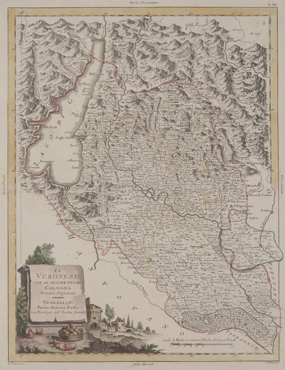 La región de Verona con el distrito de Cologna, 1783 de Antonio Zatta