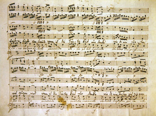 Copia tardía del siglo XVIII de una página manuscrita de la partitura de La scuola de gelosi de Antonio after Salieri
