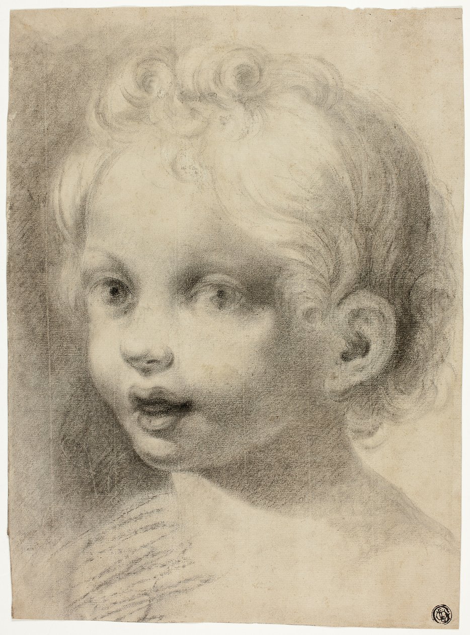 Cabeza de niño (anverso) Figura masculina desnuda (reverso) de Antonio da Correggio