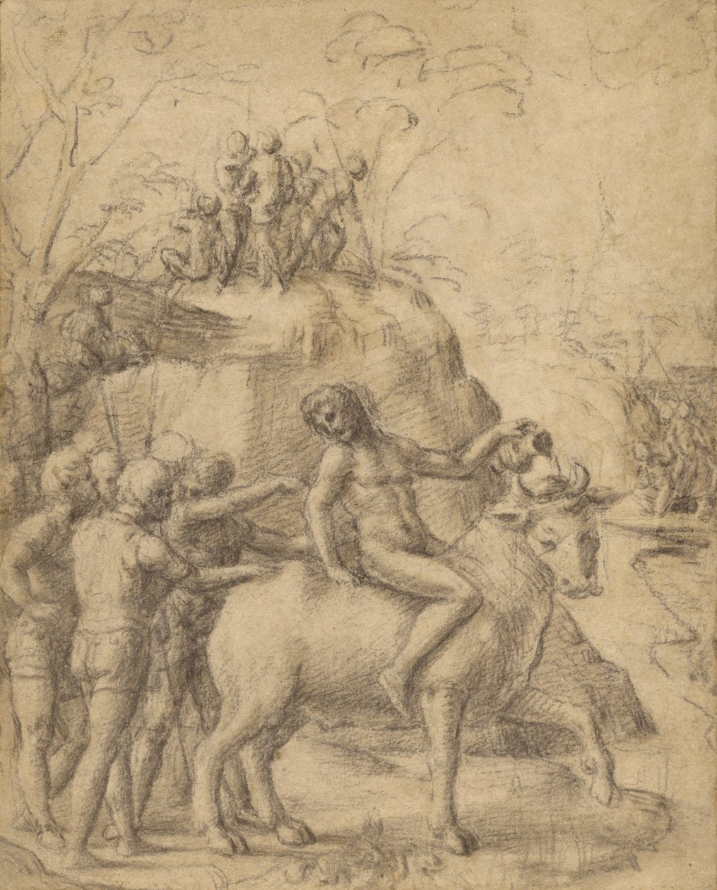Correggio - Un hombre montado en un toro y otras figuras, 83.GB.344 de Antonio da Correggio