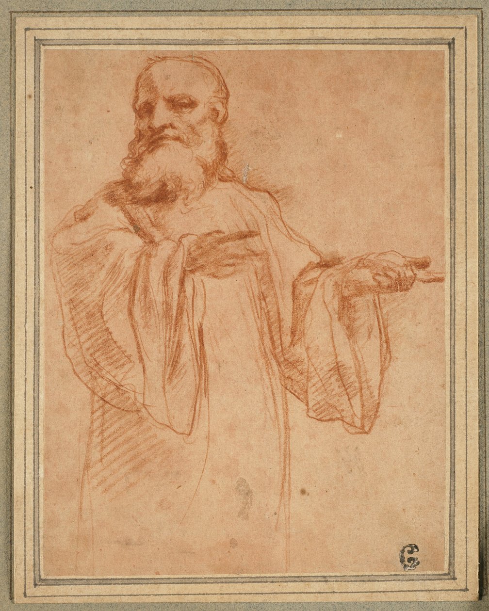 San Benito gesticulando a la izquierda: Estudio para la Coronación de la Virgen de Antonio da Correggio