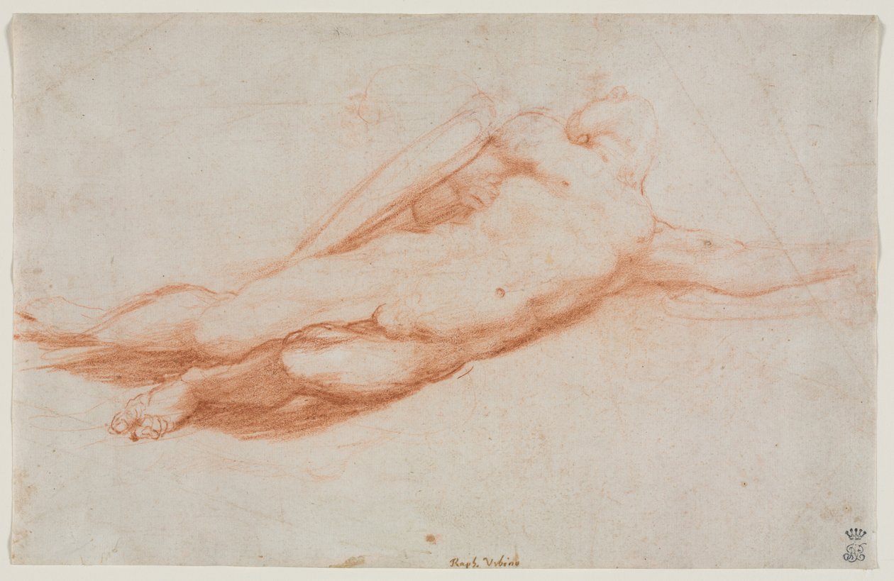 Estudio de un soldado caído posiblemente la conversión de Saulo recto..., c. 1525 de Antonio da Correggio