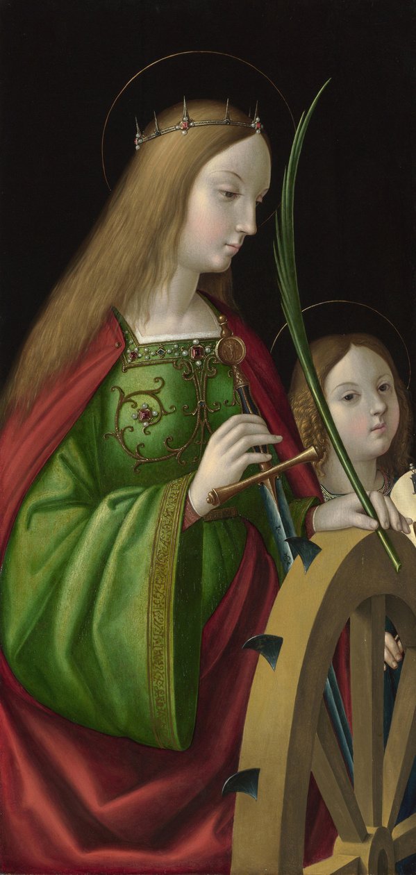 ""Santa Catalina de Alejandría"" (murió hacia el 307) Pintura de Antonio Solario (activo hacia 1502-1518), óleo sobre tabla, 84 x 40 cm de Antonio da Solario