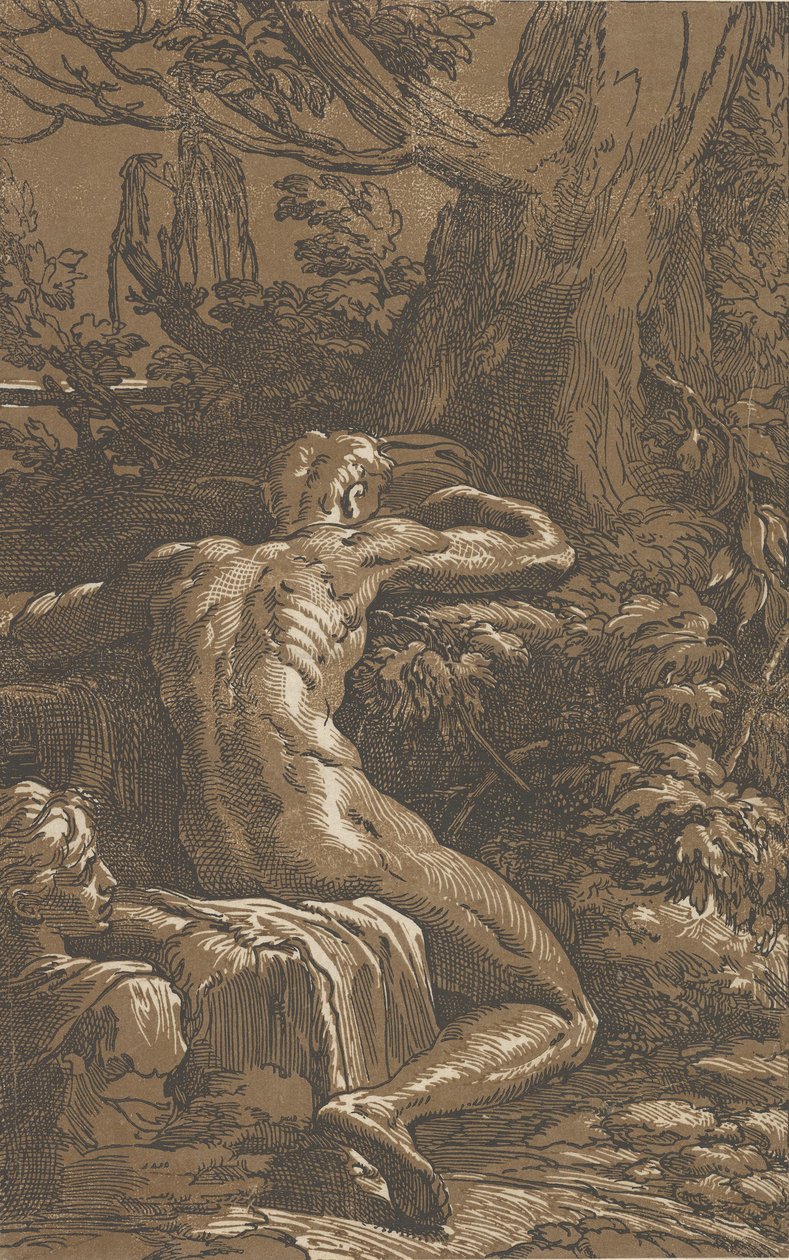 Hombre sentado visto desde atrás Narciso, ca. 1527-30 de Antonio da Trento